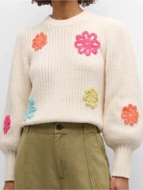 Rails Romi Crochet Flower Sweater In Ivory Sz  XL NWT